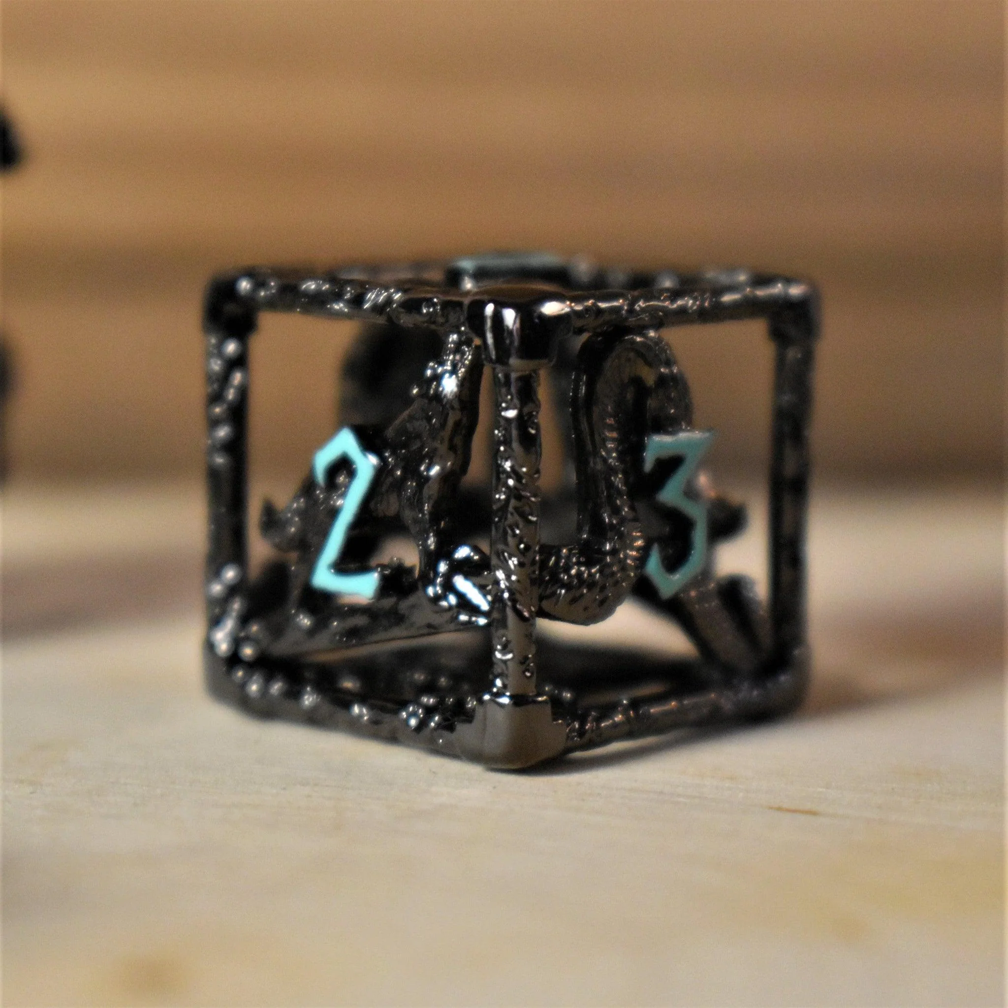 Legends of Valhalla - Black and Blue Hollow Metal Dice Set - Image 3