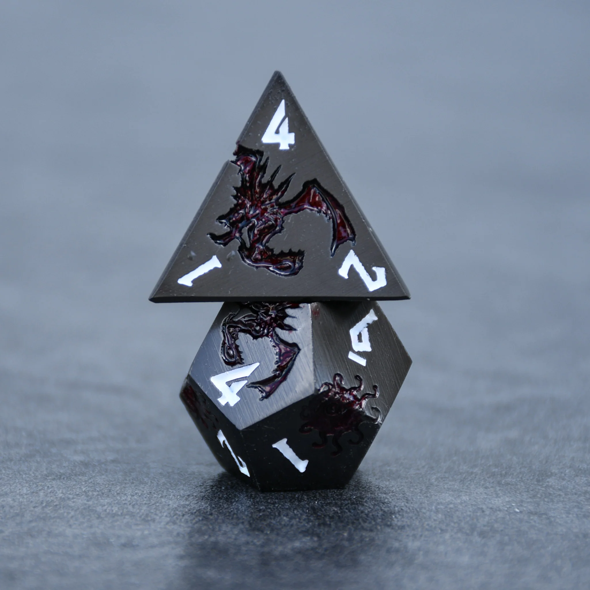 Monster Manual Dice - Gunmetal and Crimson - Image 4