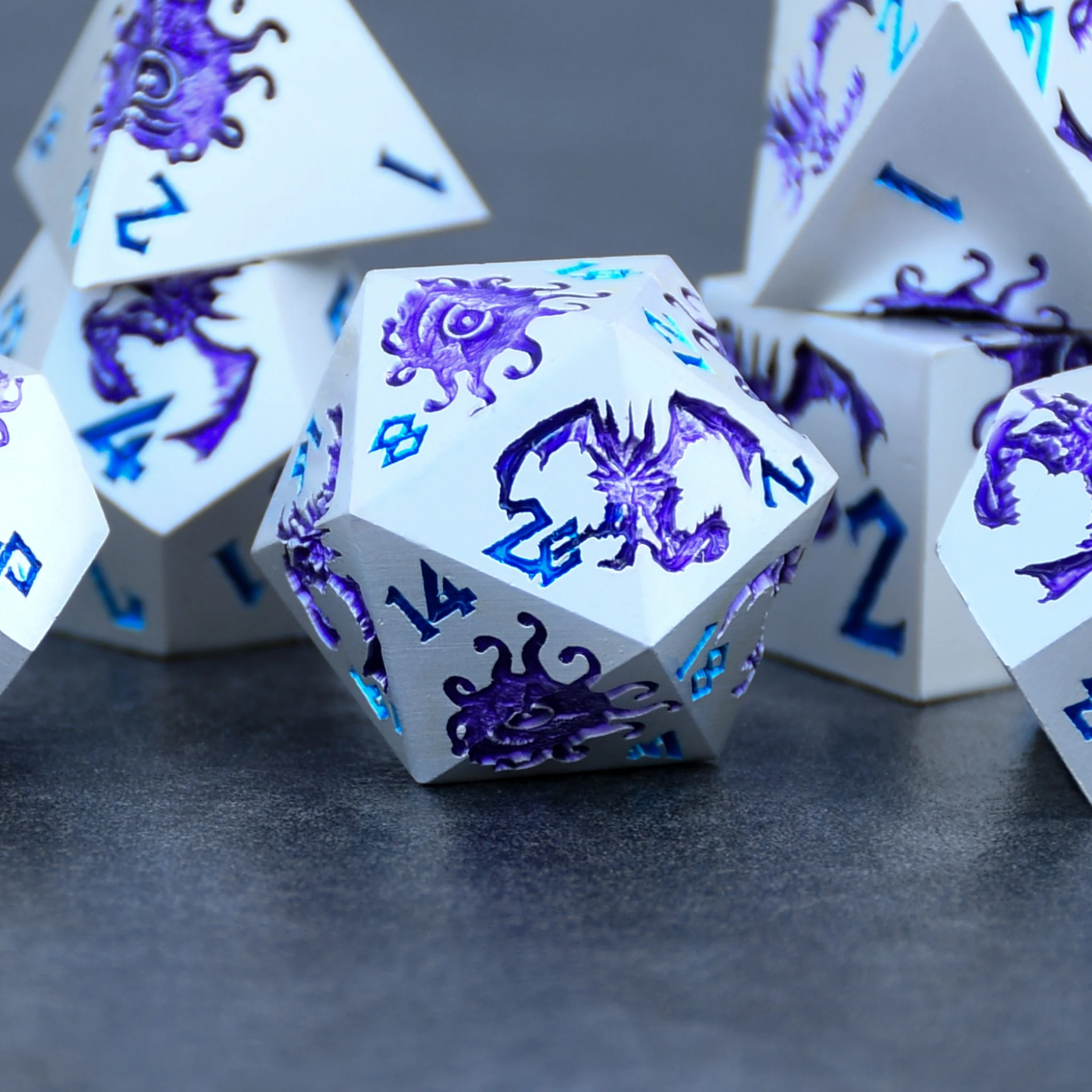 Monster Manual Dice - Silver and Purple - Image 3